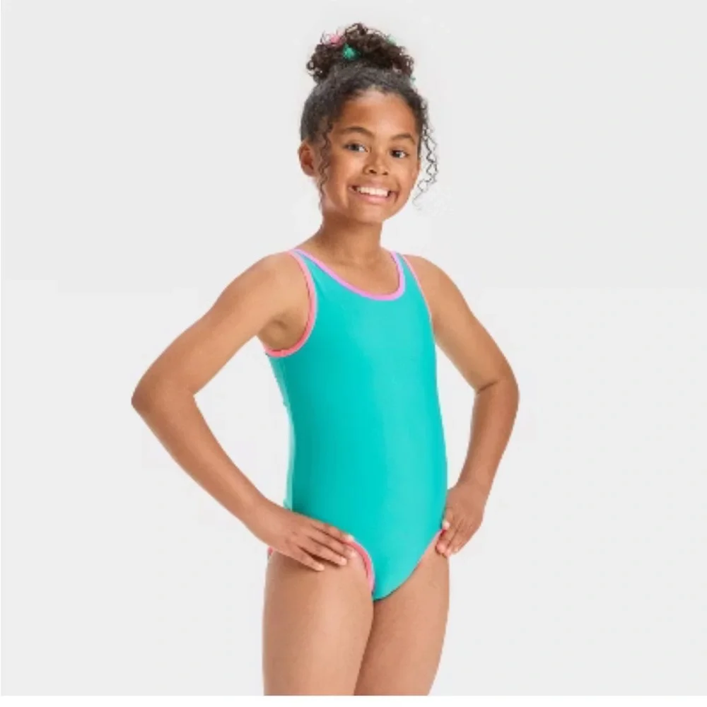 Cat & Jack Kids Swim One Piece - Blue and Pink new size M